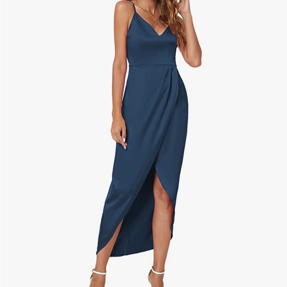 Women's V Neck Backless Maxi Dress Sleeveless Spaghetti Straps Cocktail Dress